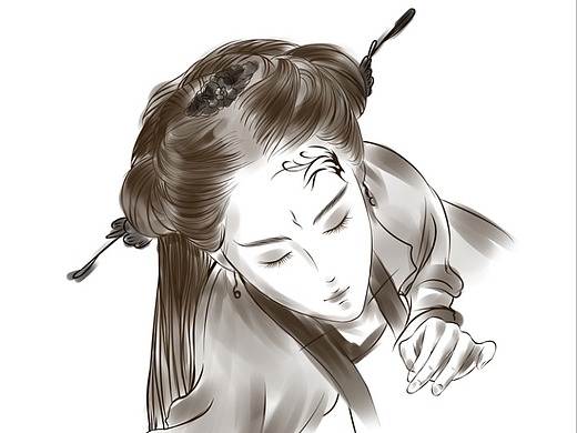 人物手绘,黑白人物水墨画海报