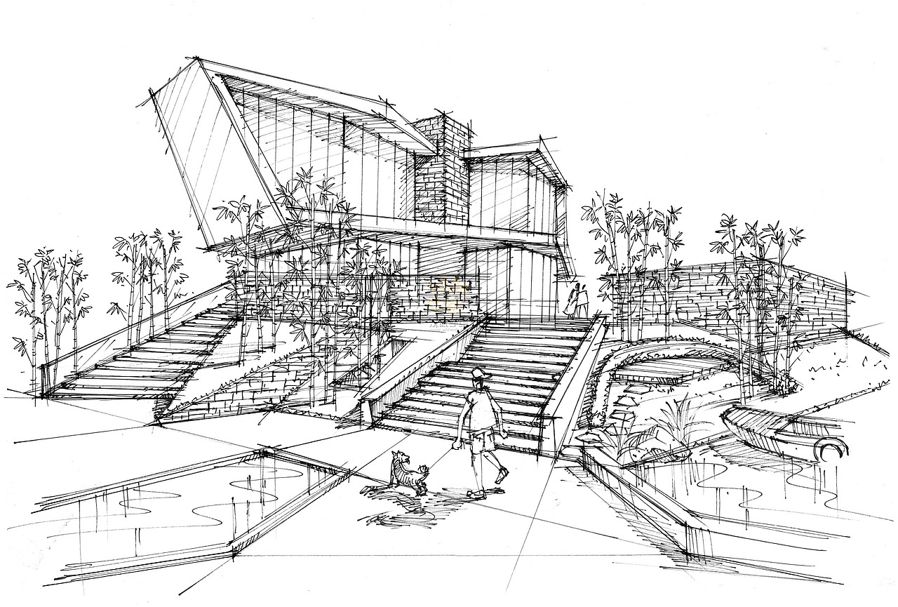 25例环艺建筑景观手绘透视线稿图（图ZMTUwMjU5NjY0） - 文案/策划 - 站酷设计师汉武手绘原创素材 - 站酷ZCOOL