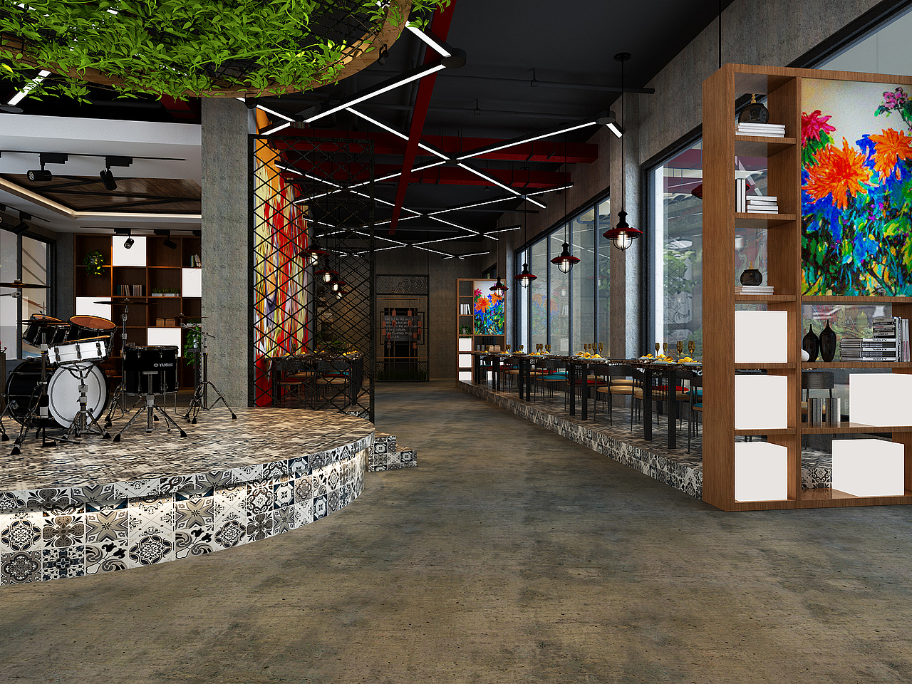 一九九二效果图-工装烤鱼店