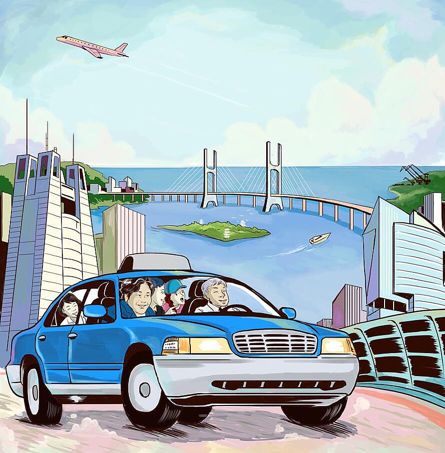 交通部分的插画