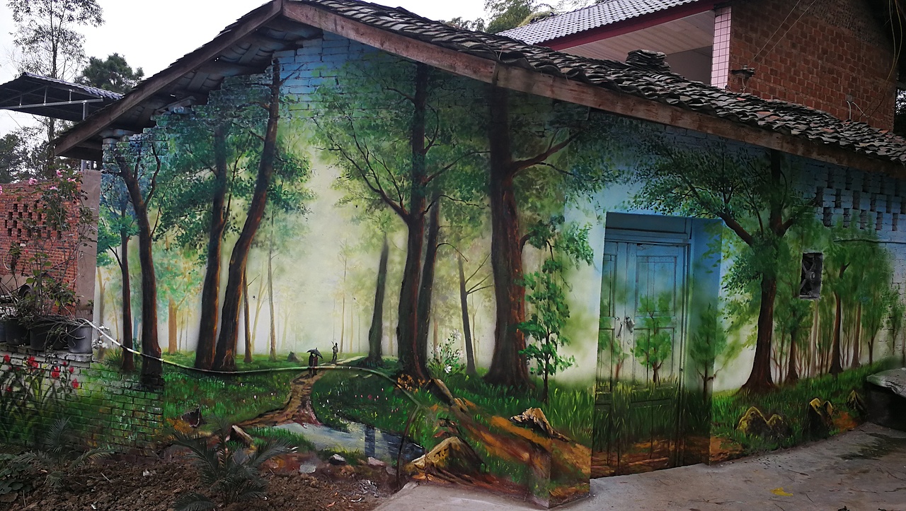 成都墙绘 四川墙绘 风景墙绘 网吧墙绘