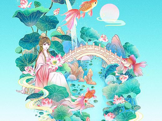 中国风荷塘月色