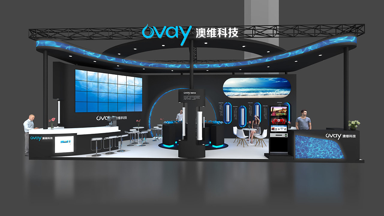 科技展会展位展览3d效果图