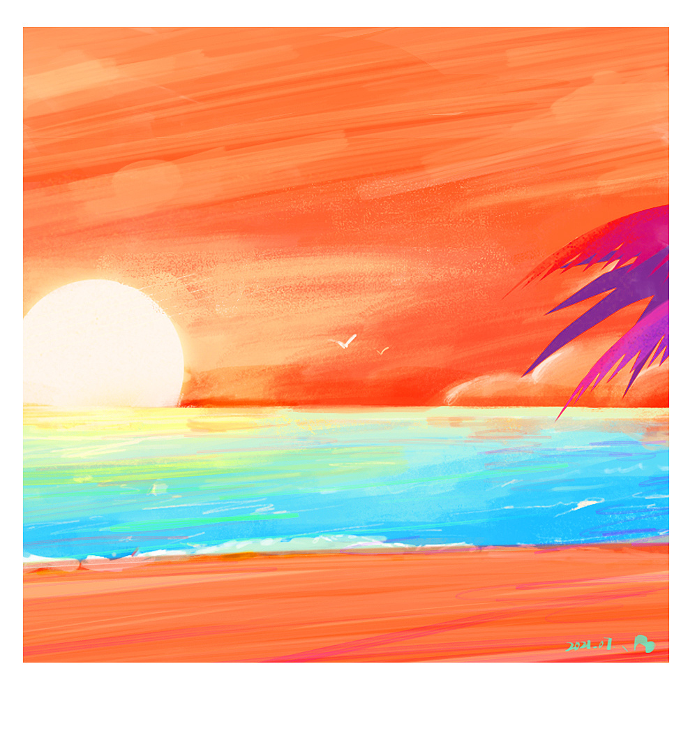 《海边》手绘速涂