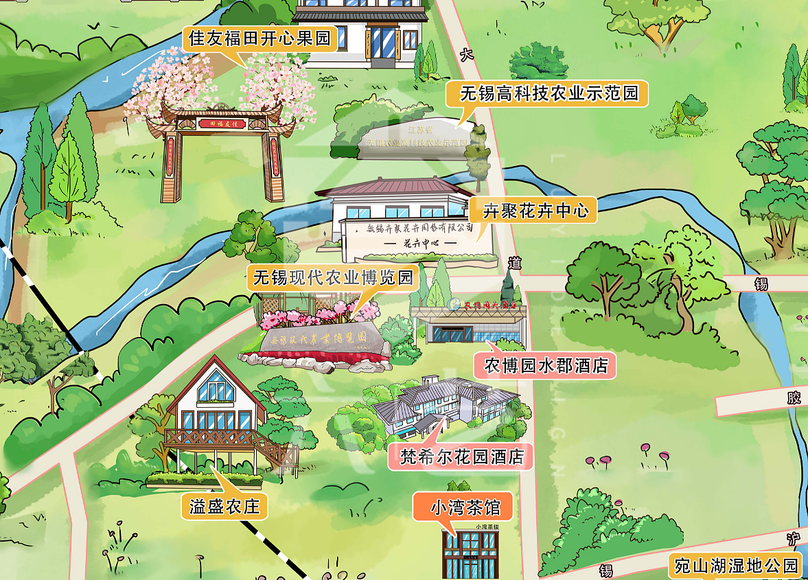 锡山区文旅手绘地图