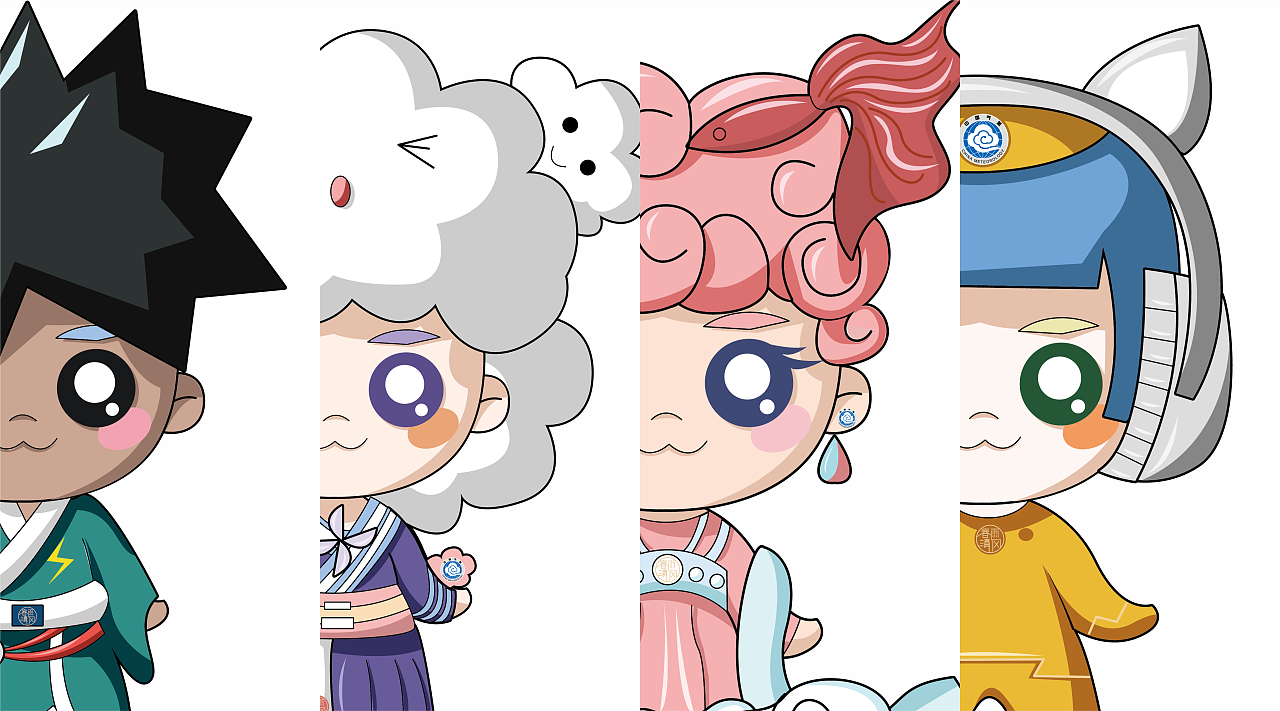 【风雨雷电吉祥物】四个可爱的风雨雷电