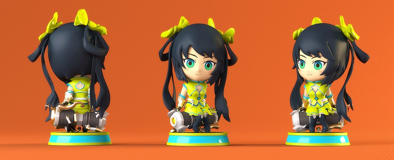 为了避免pose过于单一,孙尚香选择坐在武器上,脚做内八字,体现休憩的