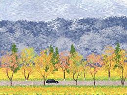 草原油画风景