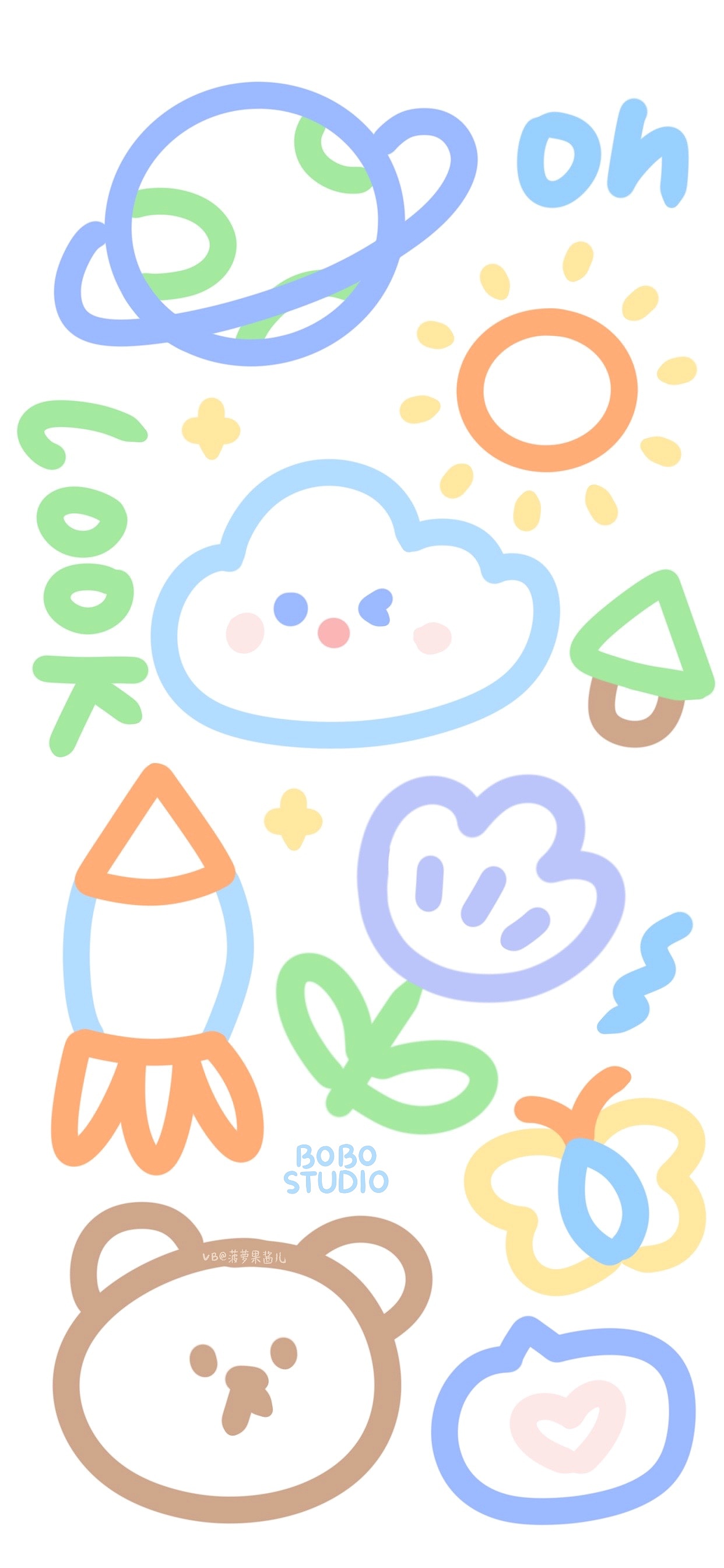 11期 卡通涂鸦简笔画壁纸（图ZMjk5MDg5NTY0） - 商业插画 - 站酷设计师菠萝果酱原创素材 - 站酷ZCOOL