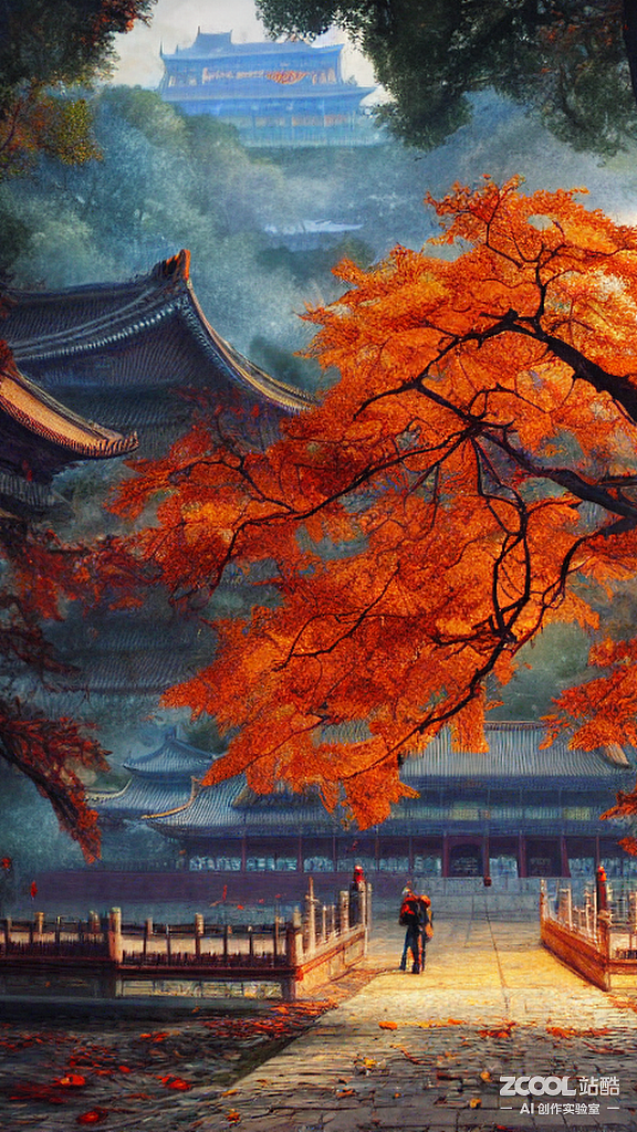 #AI创作实验室#故宫秋天（图ZMzE4MTc2Mjgw） - AI作品 - 站酷设计师粉色鑫艾团子瑞原创素材 - 站酷ZCOOL