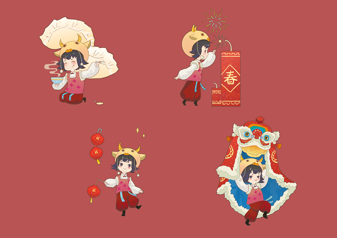 牛年拟人形象——牛妞|插画|商业插画|阿ya柚 - 原创作品 - 站酷