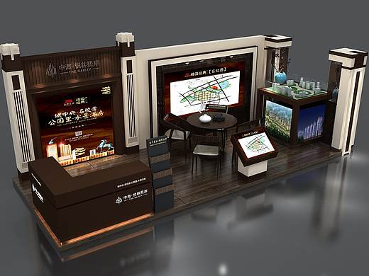 房地产展位展会展台展览工装家装快闪店3d效果图设计