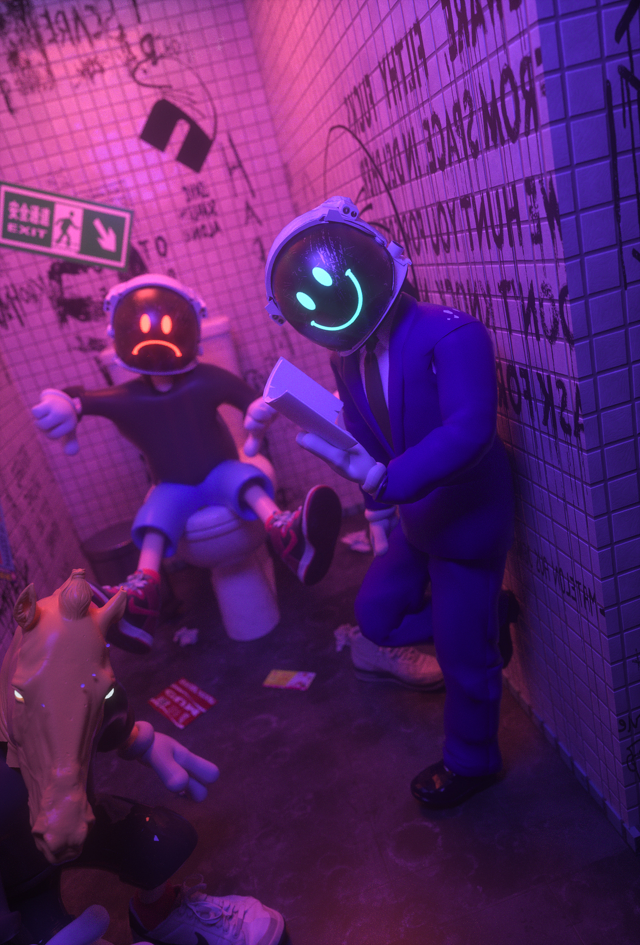 笑脸男X怒脸男X马头——C4D作品（图ZMTIzMjY1Nzcy） - 场景 - 站酷设计师我就是NiaoNiao原创素材 - 站酷ZCOOL