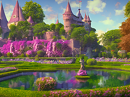 #站酷梦笔#马卡龙配色 欧式城堡 花园