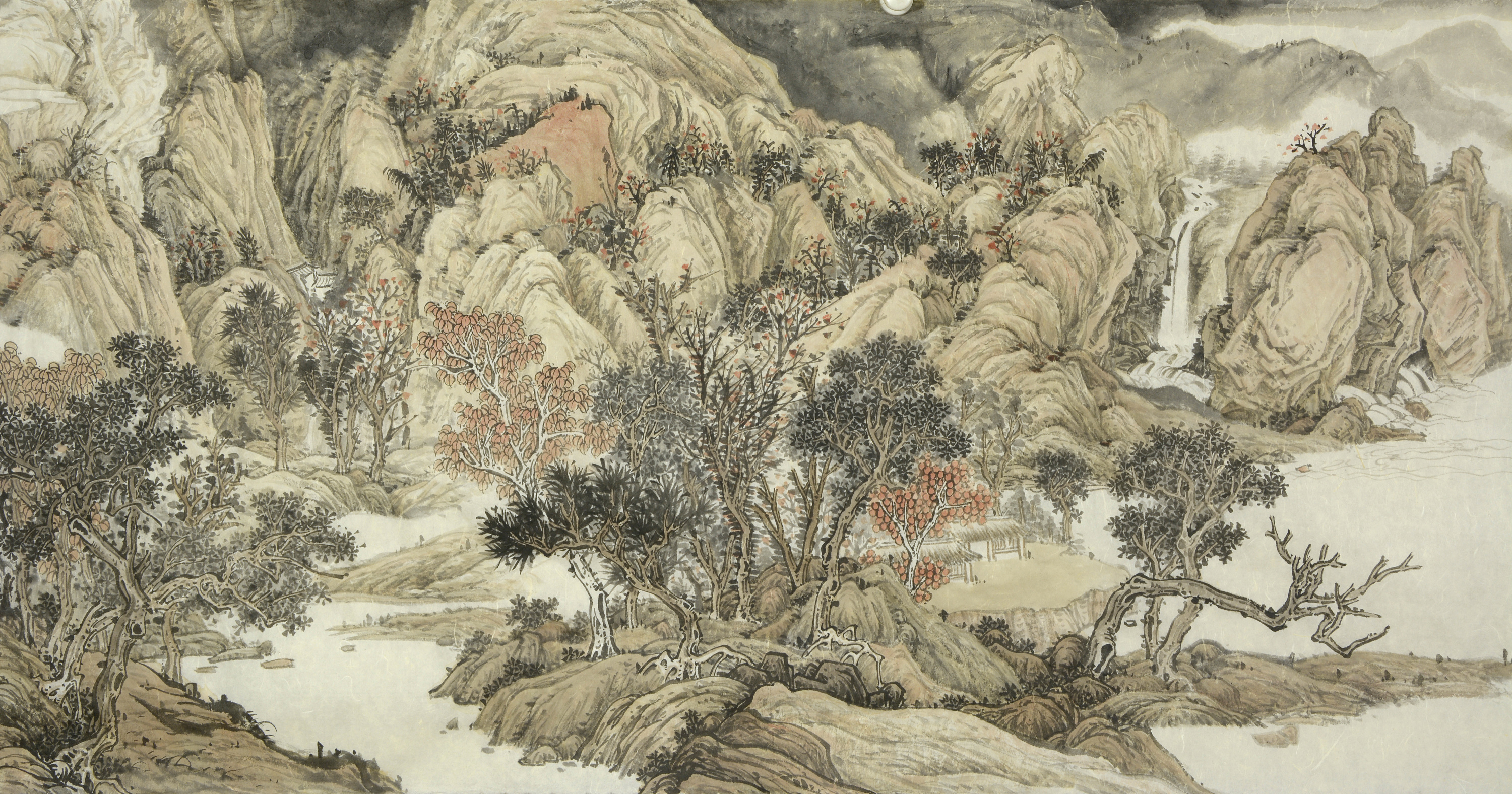 八尺对开山水————秋