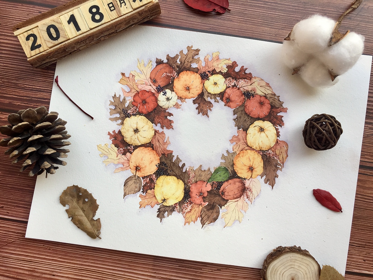 花环过程图（图ZMTUxNjk4MDg4） - 绘画 - 站酷设计师鹿芩水彩原创素材 - 站酷ZCOOL