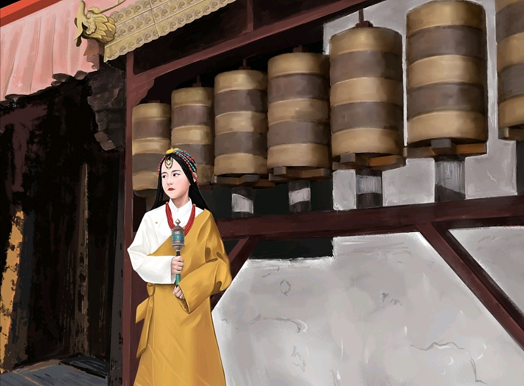 藏族美女插画设计