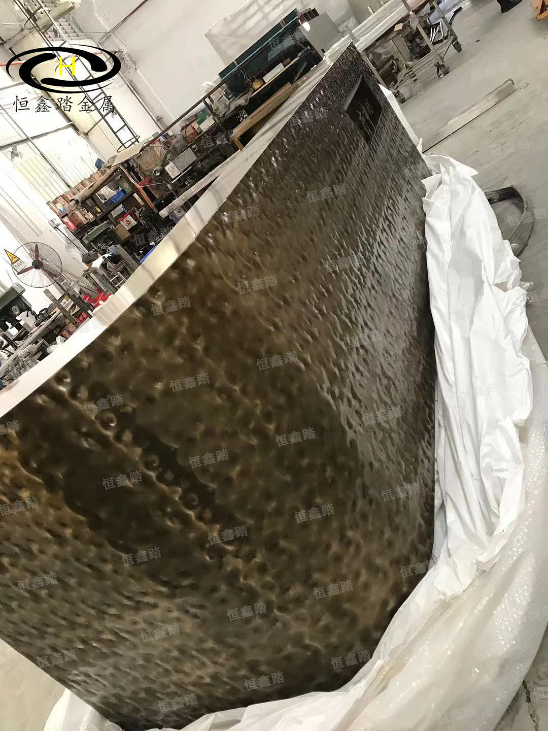 洗浴会所大堂不锈钢吧台 古铜色水波纹不锈钢接待台