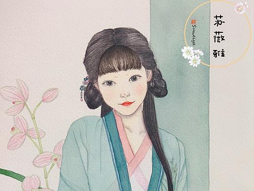 古风少女水彩手绘