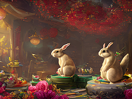 #站酷梦笔#兔年吉祥  发大财  事业高升，插画