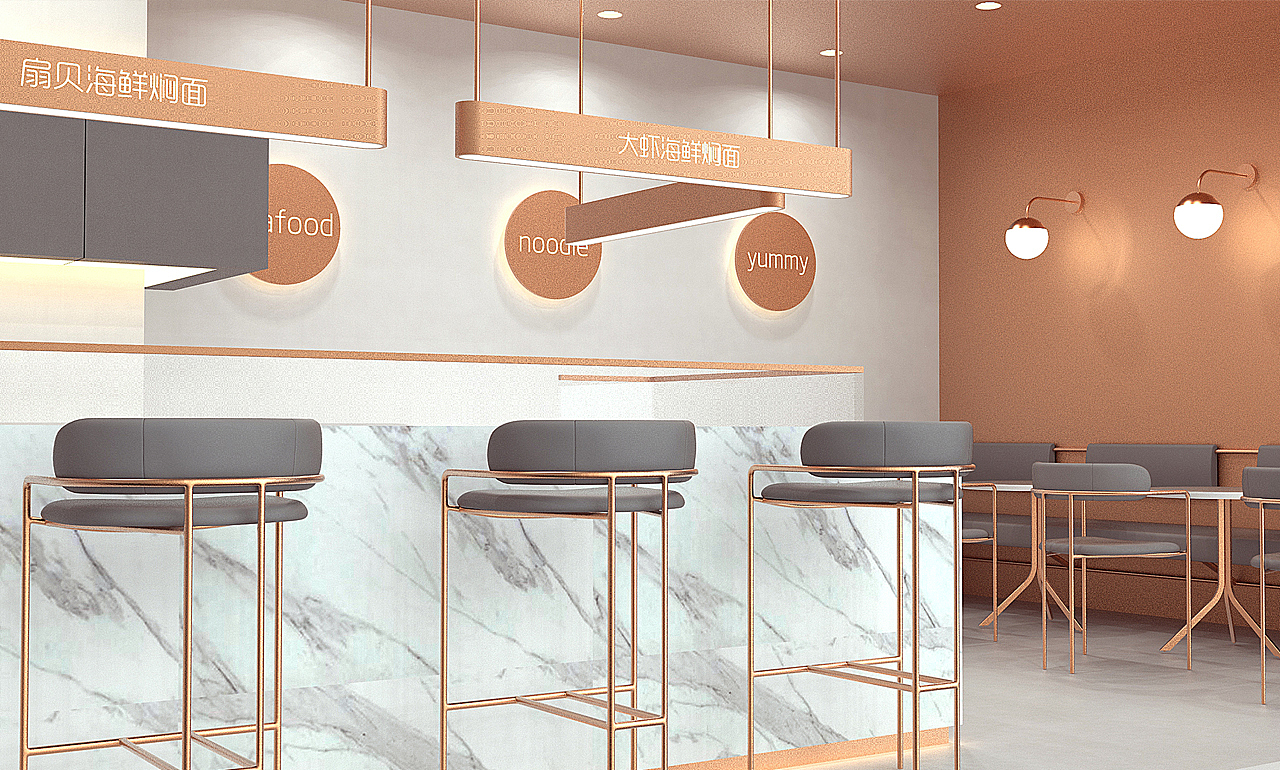 热思设计®芊味多海鲜焖面店铺空间设计（图ZMTY2NzA2NjI0） - 家装设计 - 站酷设计师热思设计THIS原创素材 - 站酷ZCOOL