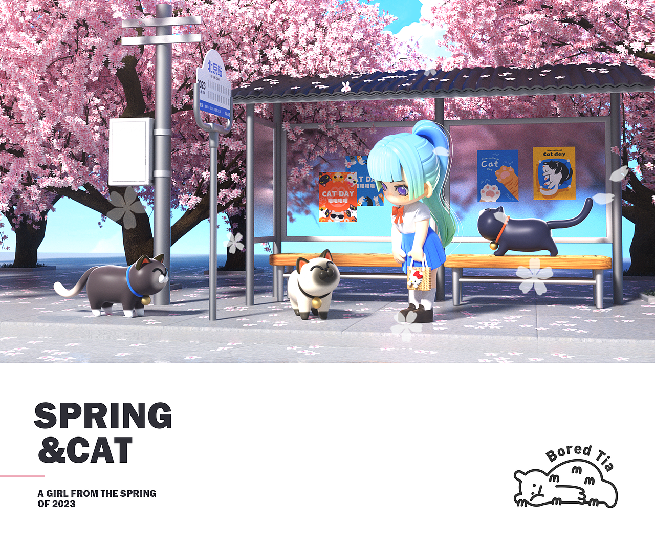 C4D春天的貓和女孩（圖ZMzM3MzYzNTI0） - IP形象 - 站酷設(shè)計(jì)師tia醬原創(chuàng)素材 - 站酷ZCOOL