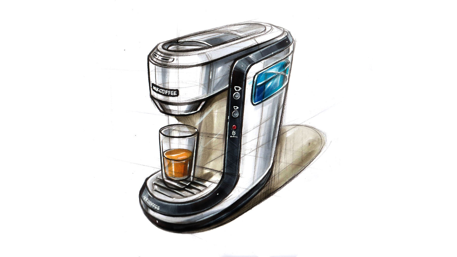 咖啡机手绘草图图片