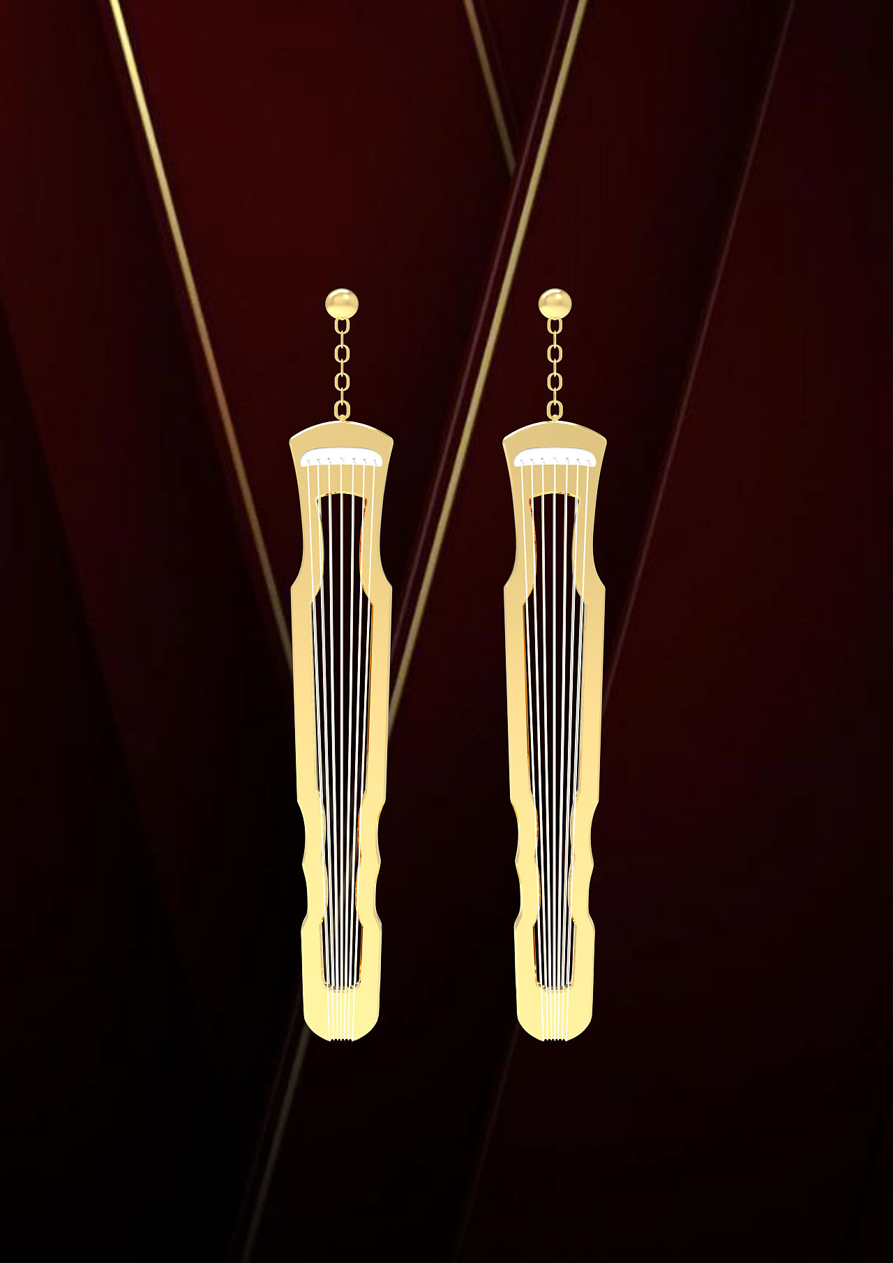 唐琴七弦 耳饰设计