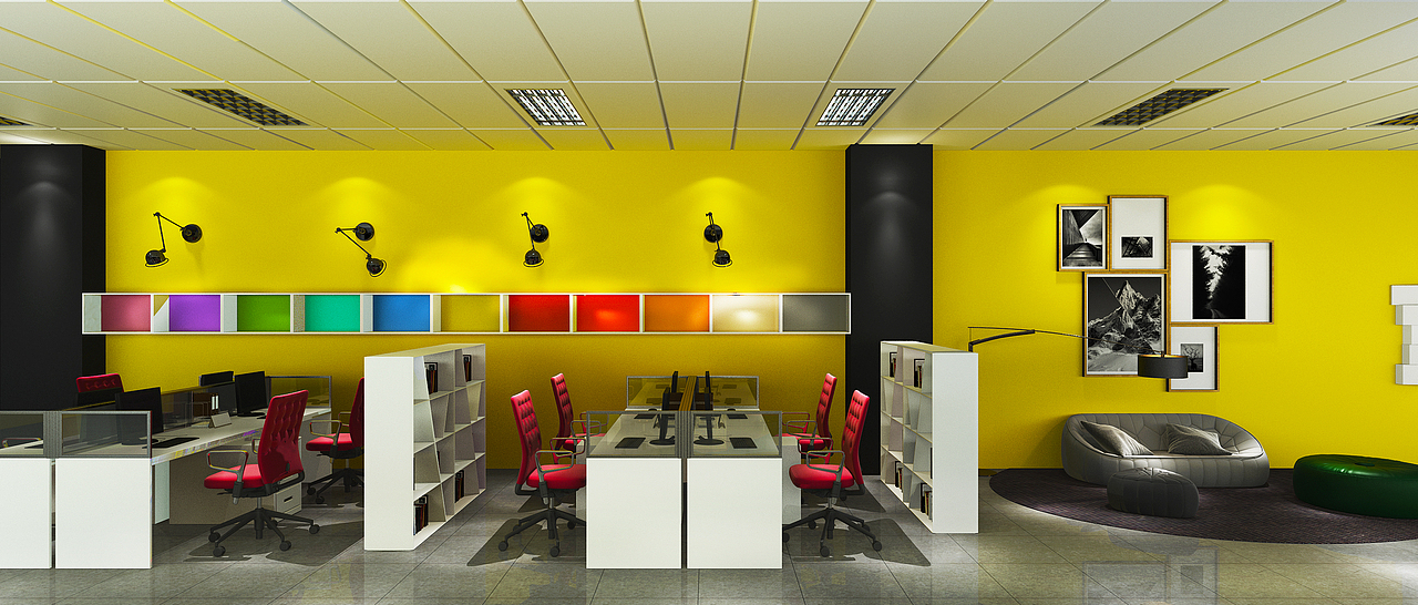 做了一个开敞式的英语办公室,设计新手还请大师们前来指点,谢谢!