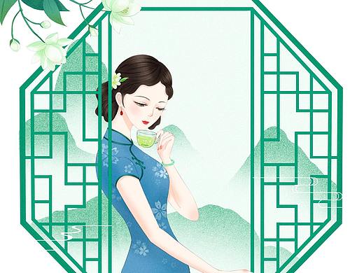 民国风旗袍-茉莉花