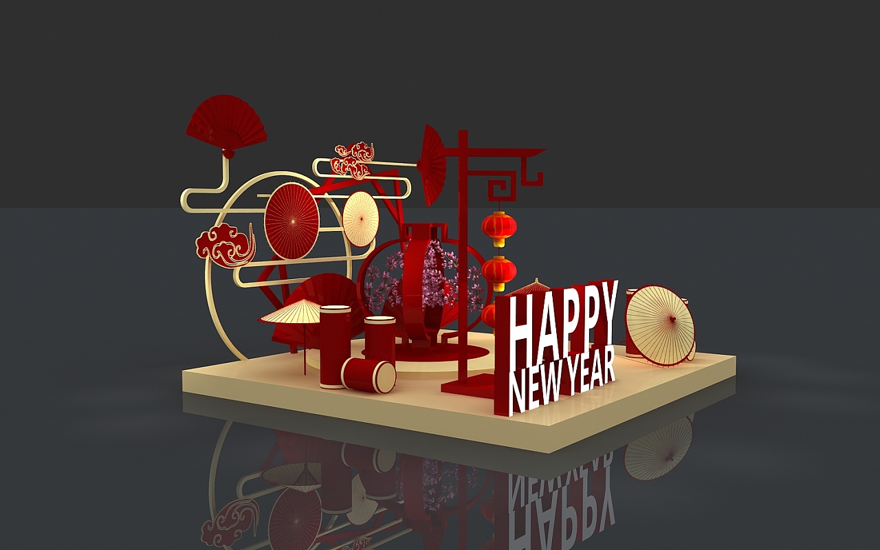 商场户外美陈dp点网红打卡点3d效果图设计制作