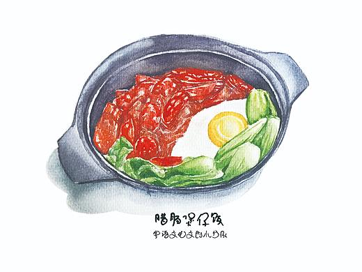 粤式美食水彩明信片