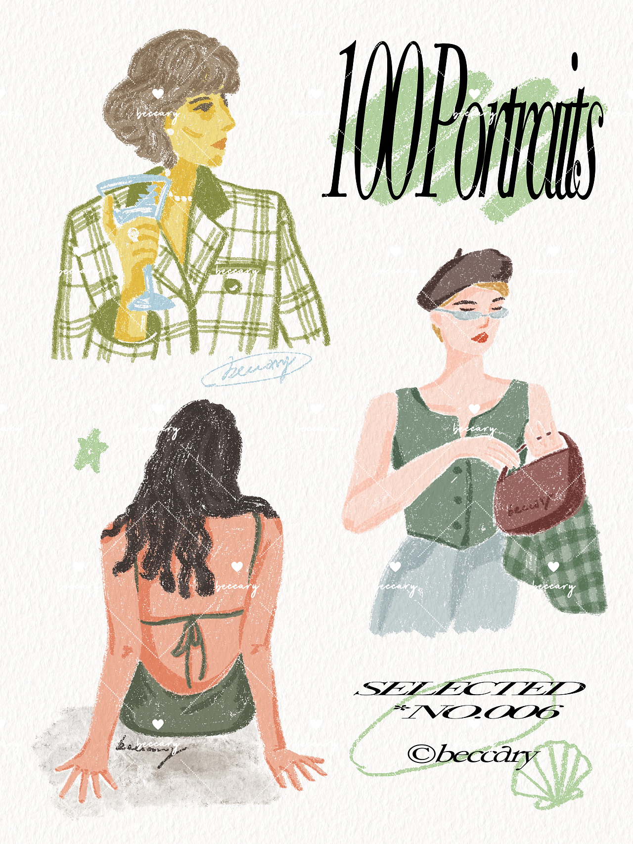 ｛100 Portraits｝100张女孩肖像插画（图ZMzQ0MjU5Njcy） - 艺术插画 - 站酷设计师beccary原创素材 - 站酷ZCOOL