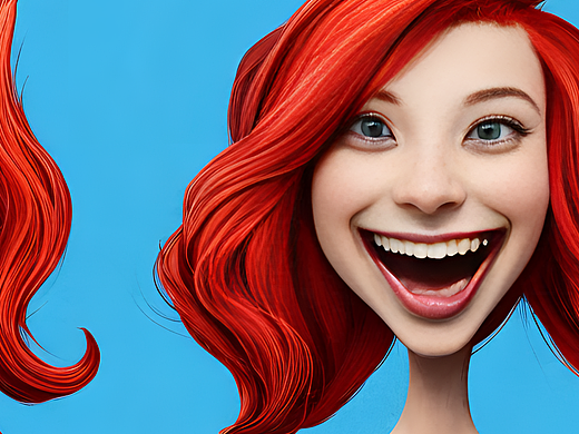 #站酷梦笔#红色头发大笑卡通人头像