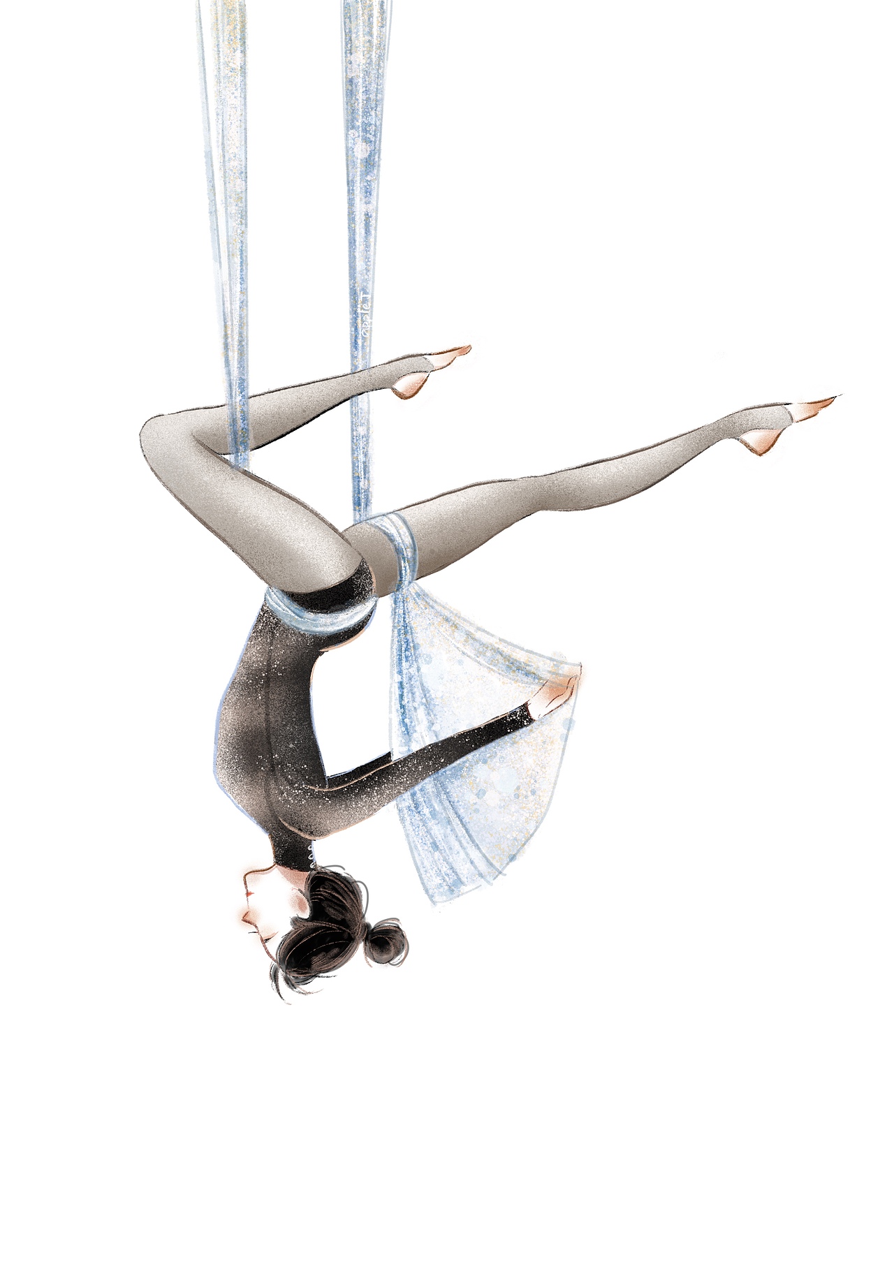 原创插画 | 唯美 空中瑜伽