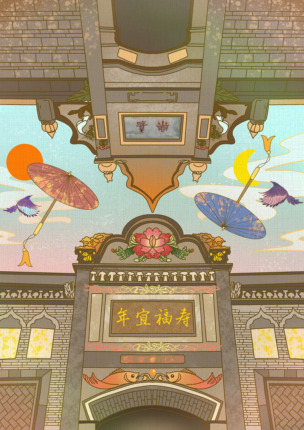 国潮建筑绘画（图ZMjg5ODQzMjY0） - 海报 - 站酷设计师Z33270519原创素材 - 站酷ZCOOL