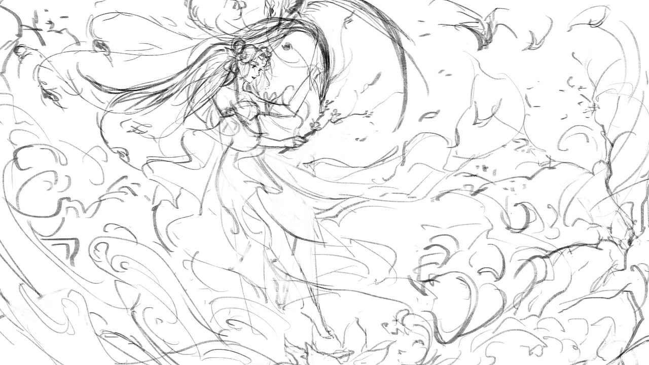 【古风横插绘画过程】唐舞桐约稿_快乐画画唐怀瑟-站酷zcool