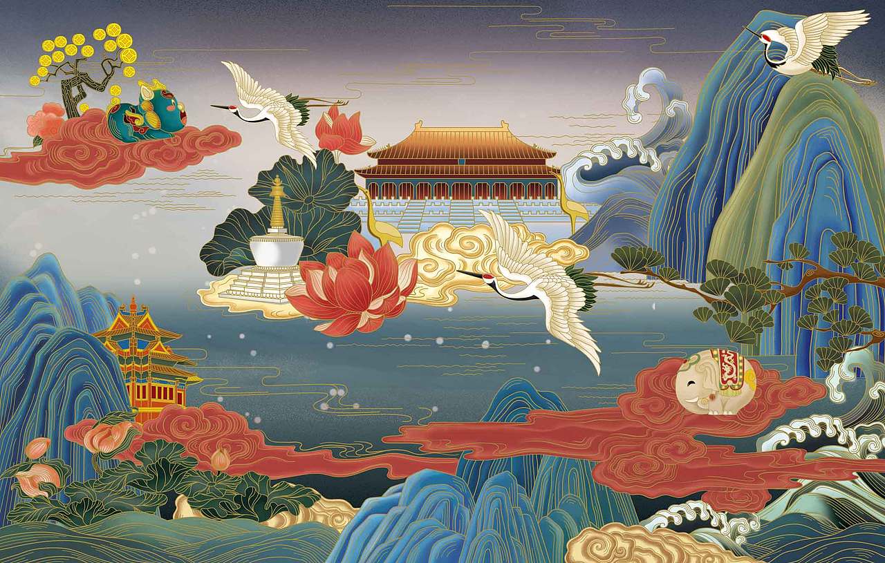 祥瑞图（图ZMTk0MDA2MjA0） - 商业插画 - 站酷设计师姜片儿原创素材 - 站酷ZCOOL