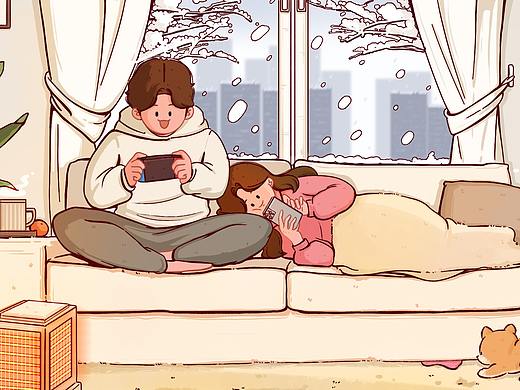 社交APP情侣插图_春夏秋冬