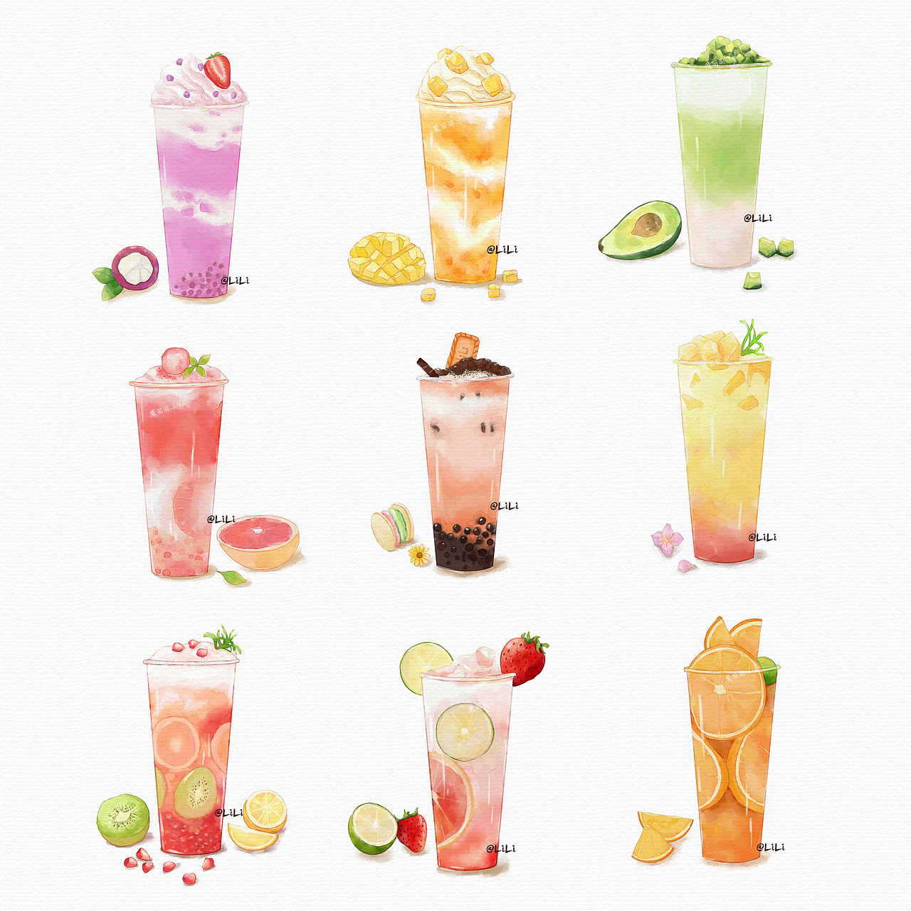 手绘奶茶