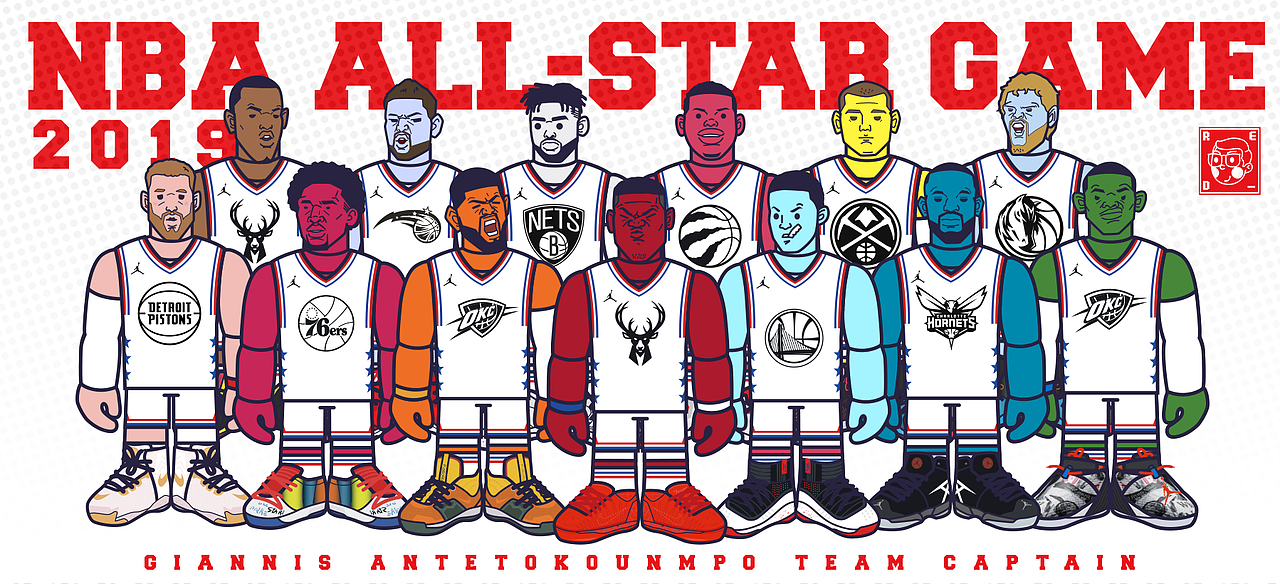 NBA ALL-STAR GAME 2019 大集合（图ZMTUxMjYyNDgw） - 创作习作 - 站酷设计师洪猙獰_原创素材 - 站酷ZCOOL
