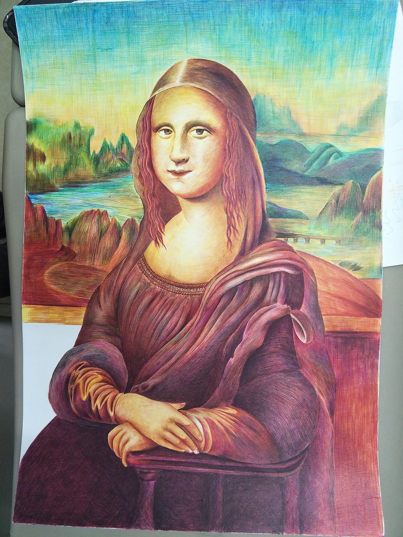 临摹圆珠笔74画蒙娜丽莎