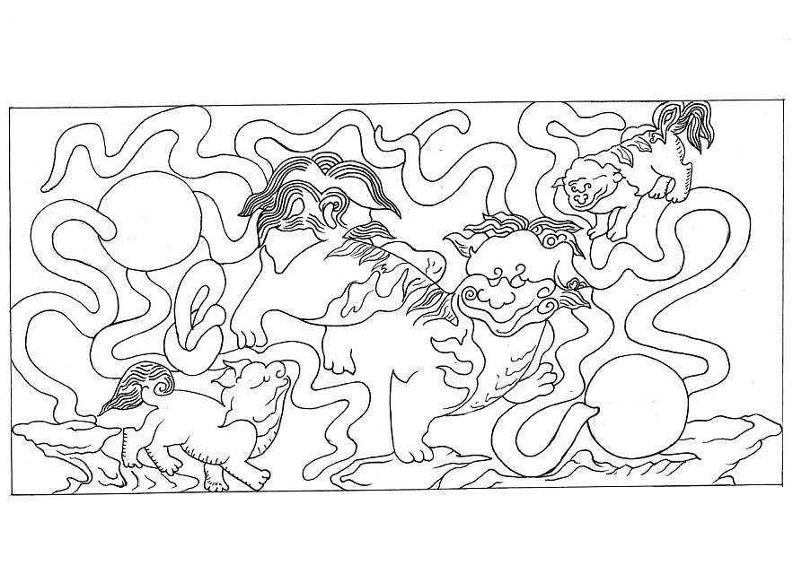 古建筑木雕线描