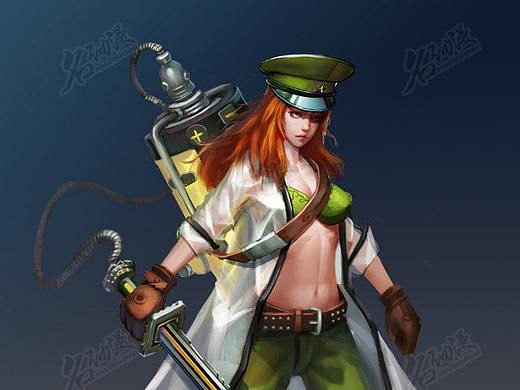 持刀的军队女兵