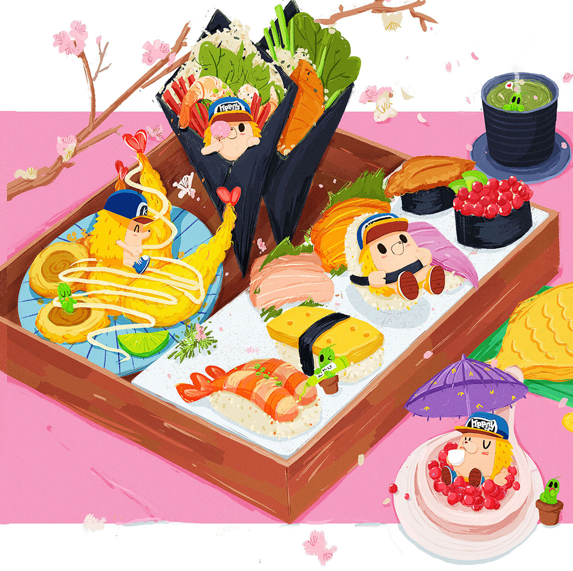 卡通日食美食料理素材下载