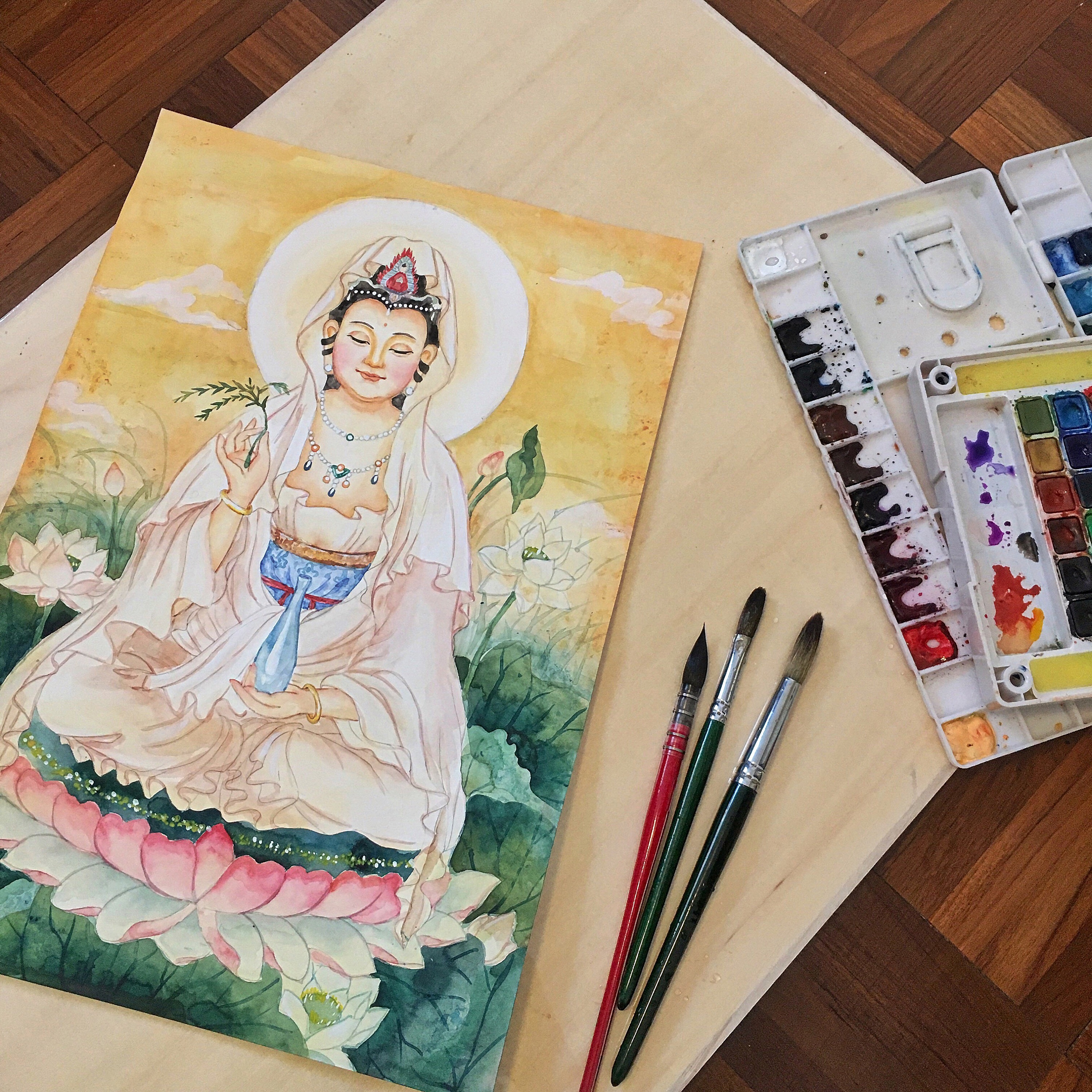 水彩 观音像|纯艺术|绘画|hohoilam - 原创作品 - 站酷 (zcool)