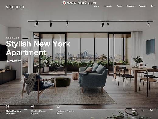室内设计建筑工作室豪华风格网页模板Interior & Architecture Web Template