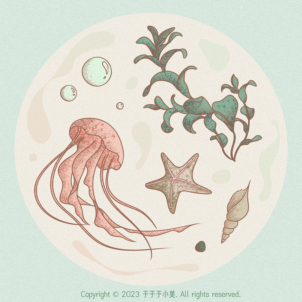手绘海洋生物