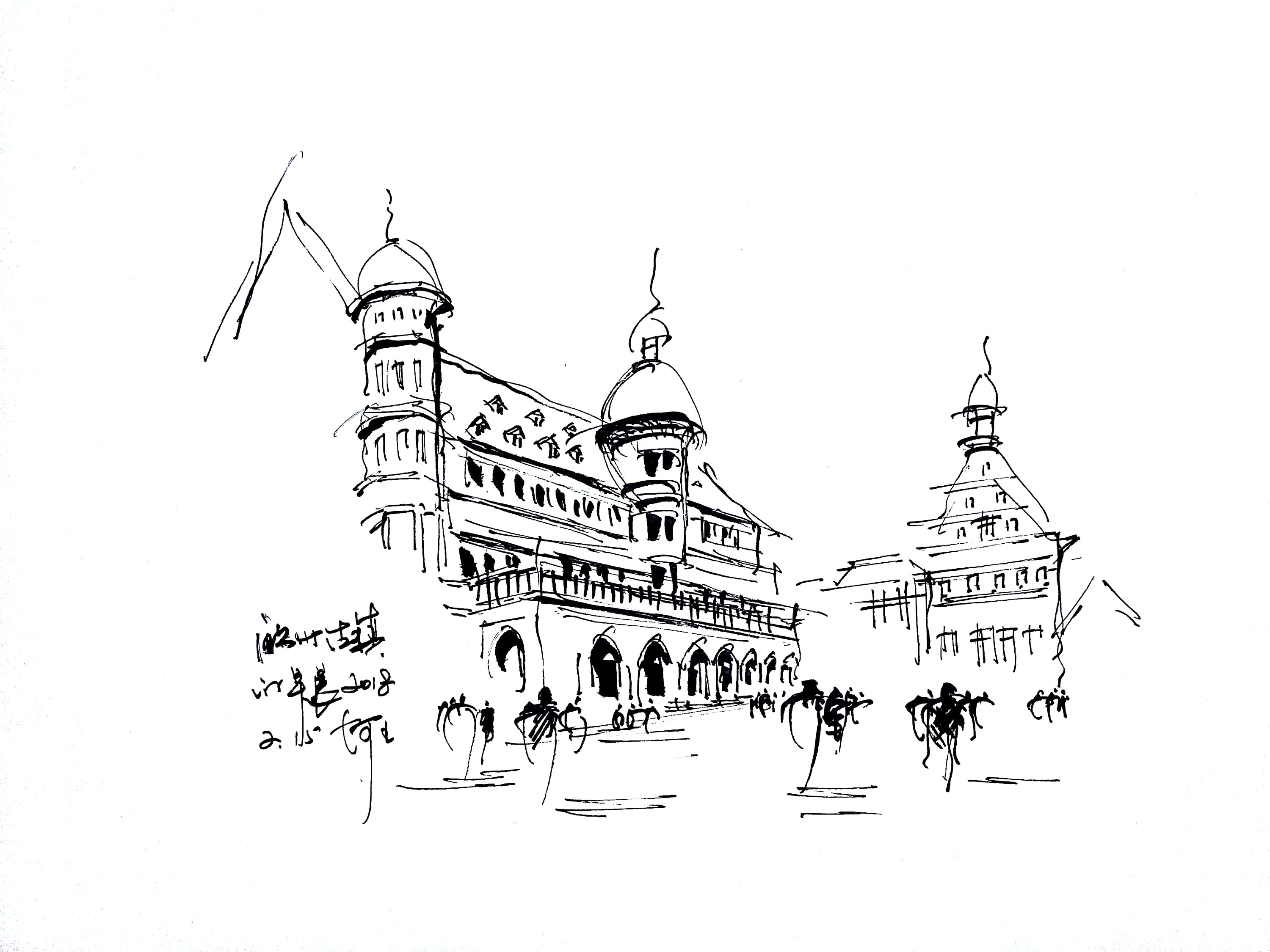 阿王速写建筑风景手绘