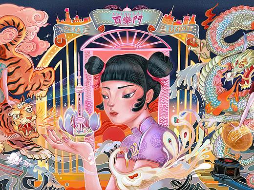 摩登海上花——华为全球主题设计大赛插画参赛作品
